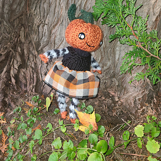 Cinna is wearing the currently named "Fabric Skirt dress" made with 3 inch ribbon, worsted weight yarn and 3.5mm needles