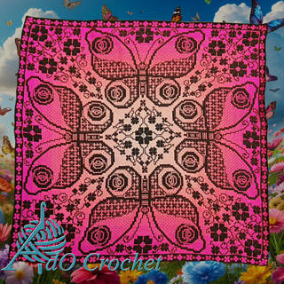 Overlay Mosaic crochet in the round. Link and code for this yarn are in the pattern (UK, USA and EU)