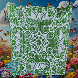 Overlay mosaic crochet row to row (bottom up) by Betsy