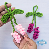 Lavender Flower Bag Charm Crochet Pattern by Crafting Happiness
