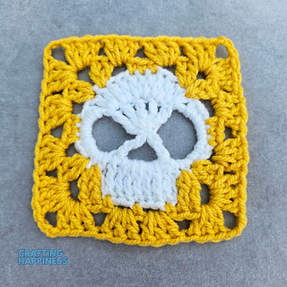 Skull Granny Square Crochet Pattern by Crafting Happiness