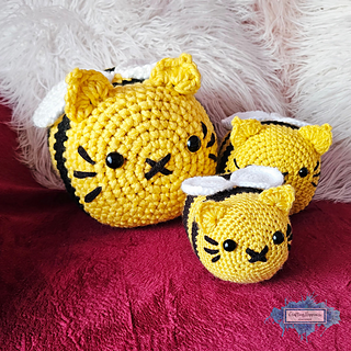 Amigurumi Cat Bee (CEE) Low Sew Easy Crochet Pattern By Crafting Happiness