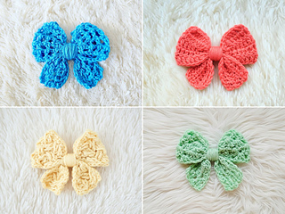 Crochet One Piece Bow Pattern (4 designs) - Crafting Happiness No Sew Pattern
