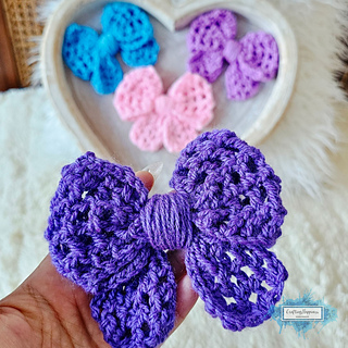 Crochet One Piece Bow Pattern (4 designs) - Crafting Happiness No Sew Pattern