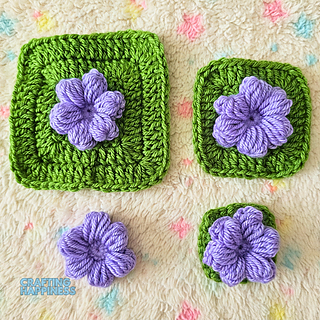 Free Crochet Puff Flower Solid Square Pattern & Video Tutorial by Crafting Happiness
