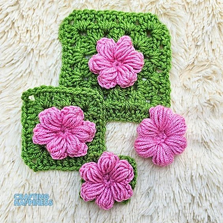 Puff Flower Granny Square Free Crochet Pattern And Tutorial By Crafting Happiness