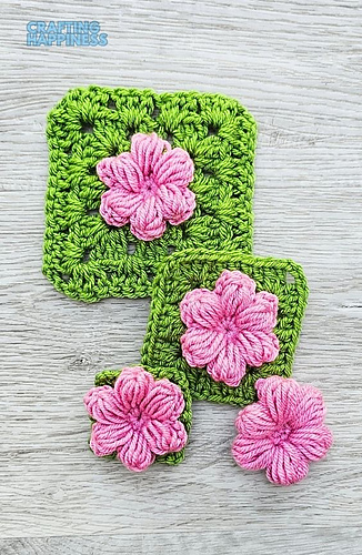 Puff Flower Granny Square Free Crochet Pattern And Tutorial By Crafting Happiness