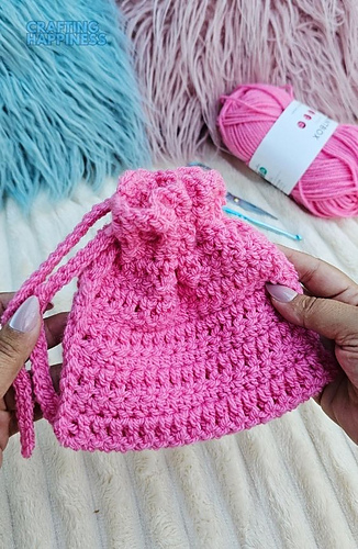 Drawstring Makeup Pouch Free Crochet Pattern And Tutorial By Crafting Happiness