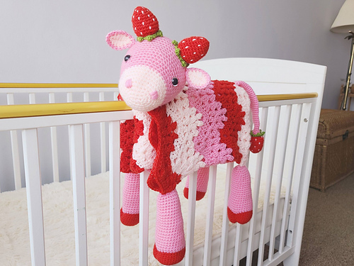 3in1 Strawberry Cow Baby Blanket