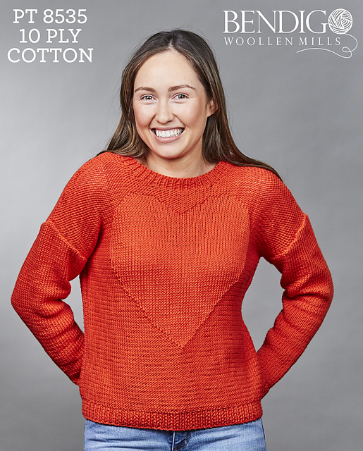 Ravelry PT 8535 Heart Jumper pattern by Bendigo Woollen Mills