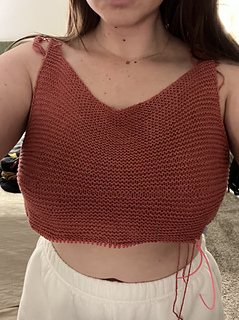 1st attempt following pattern - armholes were too deep and did not provide enough coverage. 