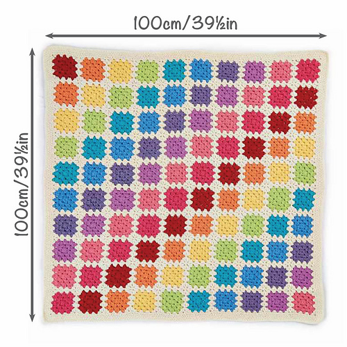 Granny square regnbue baby blanket - Becky Skuse