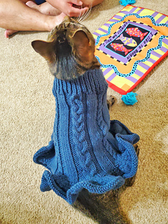 Ravelry: Peanut Butter's Cable Knit Kitty Sweater pattern by