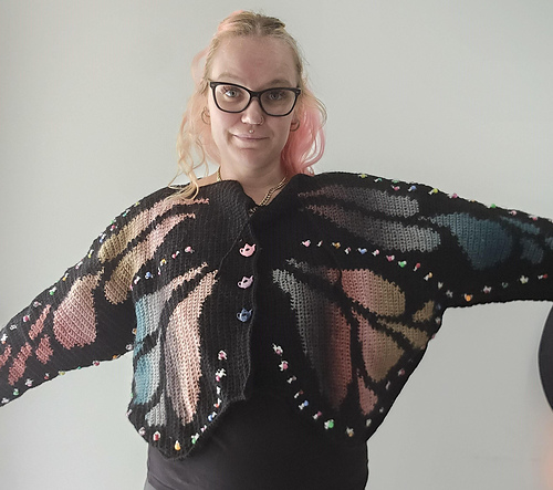 Majestic Butterfly Cropped Cardigan