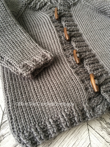 Toggle Button Cardigan - @Blue Star Crochet Company