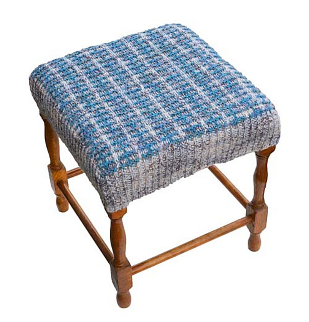Ravelry Sparkly foot stool cover pattern by Linda Moorhouse
