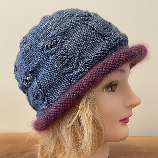 Winter Owls Bowler - Denim Blue - side view