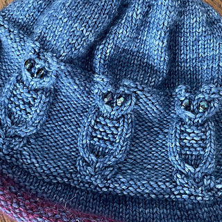 Winter Owls Bowler - Denim Blue - owl detail