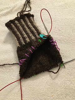 Stitch markers at thumb and short row turns