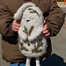 Big cute bunny with embroidery stuffed toy for little children from curly boucle yarn crochet amigurumi pattern 