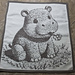 Mosaic "BABY HIPPOPOTAMUS" baby crib pattern