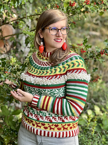 Snøfnugg-glede Genser (Stygge julestrikk) - Casie Grevé