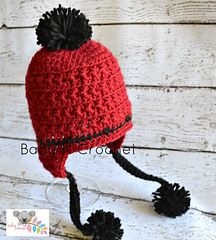 PATTERN Crochet Ear Flap Star Hat 