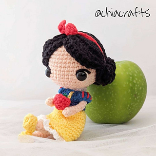 Disney snow white amigurumi figure, product photo on Craiyon