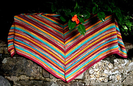 Linen & Lace Shawl(ette) in our Southwest Colors.
Made with 5 oz of Southern Bales Fingering Weight.
54" wide x 27" deep
