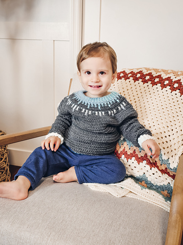 Mosaic Ridge Child Crochet Pullover photo 2