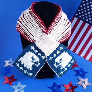 Patriotic Eagle Ascot Worsted version in Wool Ease yarns