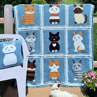 Happy Cats Pillow and Afghan