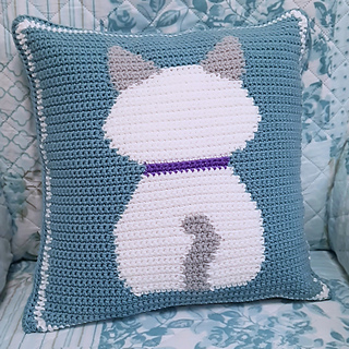 Happy Cat Pillow Back