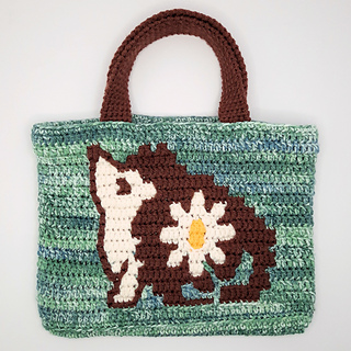 Mosaic Hedgehog Worsted Weight Tote Multi-color with flower variation