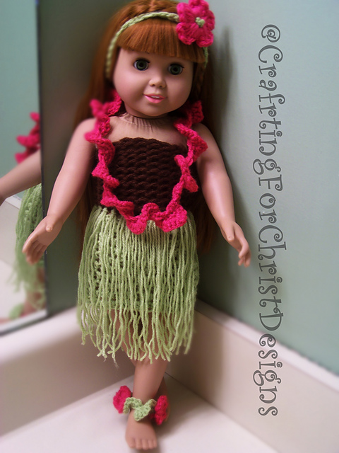 Ravelry: B’s 18" Doll Hawaii Outfit pattern by Crafting ForChrist Designs