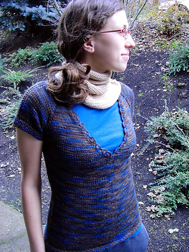 【poppy】LOW GAUGE BORDER KNIT (BLUE) Ravelry: Pioneer pattern by kBomb