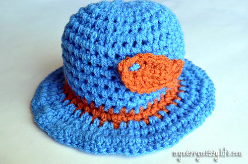 Baby Boy Sun Hat with Goldfish photo 3