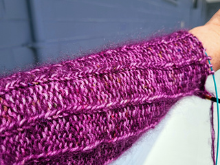 Sleeve partially unblocked ready for cuff