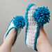 Easy Crochet Slippers with PomPoms pattern 