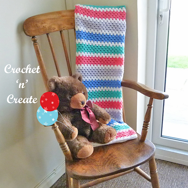 Ravelry Granny Stripe Baby Blanket pattern by Crochet 'n' Create