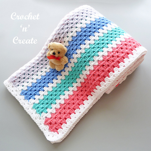 Ravelry Granny Stripe Baby Blanket pattern by Crochet 'n' Create