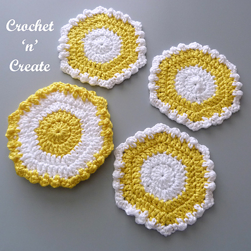 Ravelry Sunshine Hexagon Coaster pattern by Crochet 'n' Create