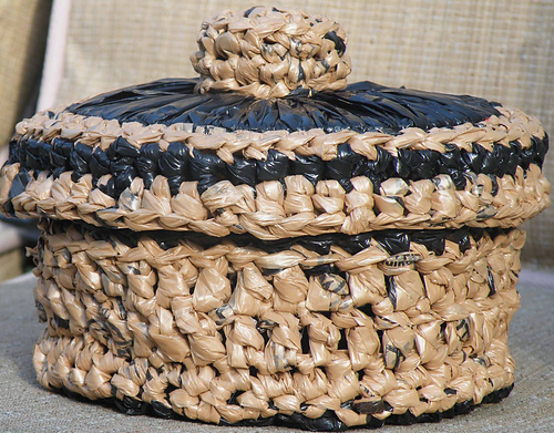 Ravelry: Plastic Yarn CD Basket with Lid pattern by Teresa Wooley