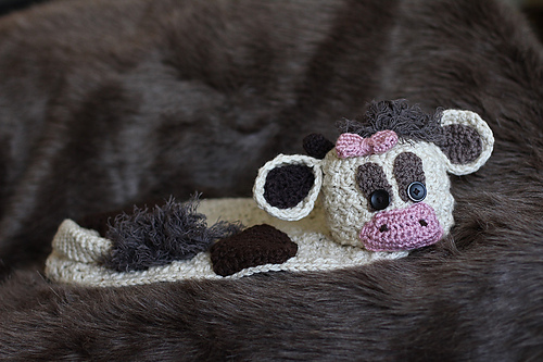 Crochet Cow Hat and Blanket