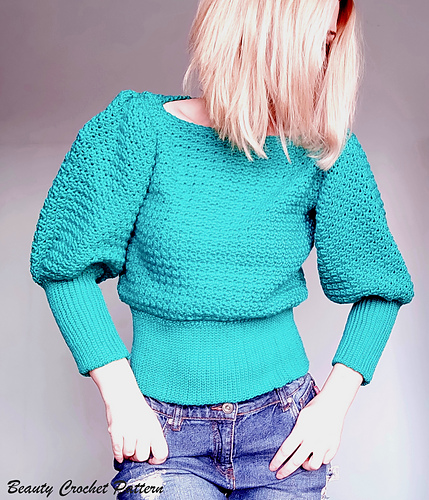 トップス knuth marf 2way puff sleeve pattern knit 2way puff sleeve pattern knit/Blue | KNUTH MARF
