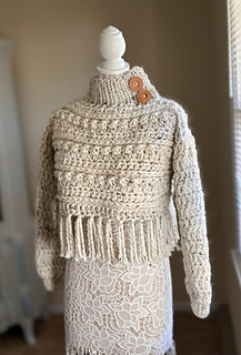 Pictured is Yarn Bee Effortless Super Bulky in the color Biscotti.