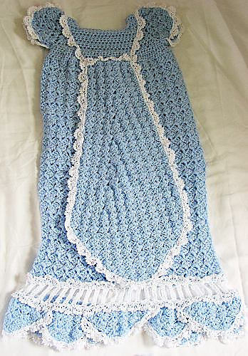 Blue Christening Set: Gown, Bonnet, Shoes & Bib photo 7