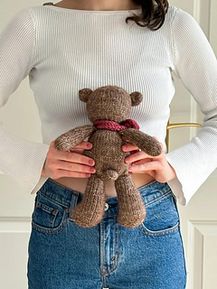 Lana Grossa Natural Alpaca Pelo #8, Minischal Lana Grossa Cool Wool Big Vintage #7177, Nase & Augen wurden aufgestickt (Rest Brigitte N°2 #14