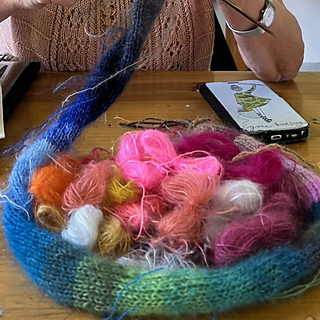 yarn tasting Rowan kidsilk haze colours. TY Georgia!