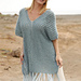 0-832 Poncho  with fringes pattern 